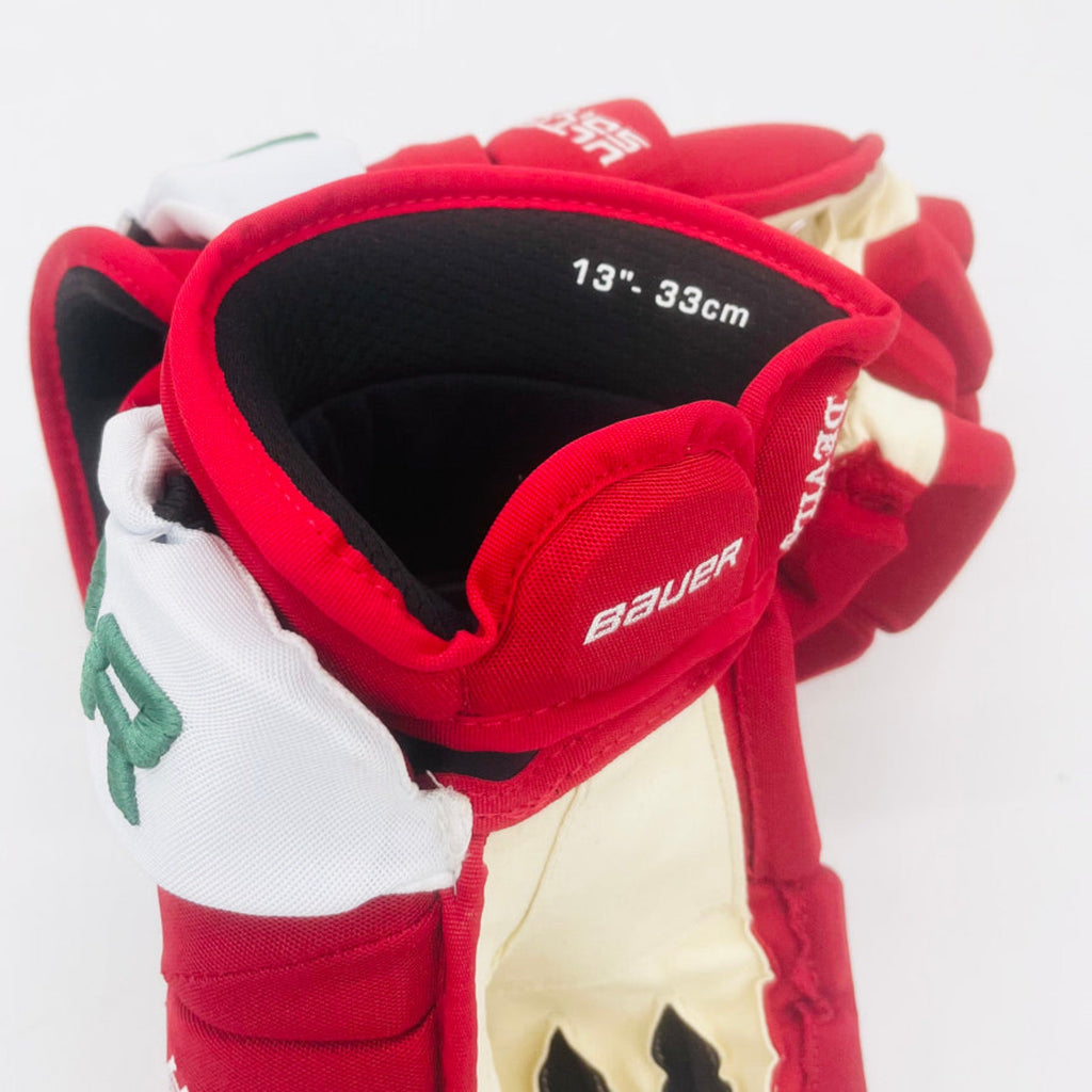 New Retro NJ Devils Bauer Supreme Ultrasonic Hockey Gloves-13"-Custom Flex Cuff