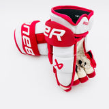 Boston University Bauer Supreme Mach Hockey Gloves-14"-Single Layer Palm