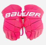Near New Custom Red Bauer Vapor HyperLite Hockey Gloves-14"-Grey Palms