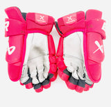 Near New Custom Red Bauer Vapor HyperLite Hockey Gloves-14"-Grey Palms