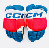 Custom Red/Blue CCM Tacks XF Pro Hockey Gloves-13"-Single Layer Palms-Cut Thumbs