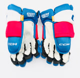 Custom Red/Blue CCM Tacks XF Pro Hockey Gloves-13"-Single Layer Palms-Cut Thumbs