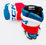 Custom Red/Blue CCM Tacks XF Pro Hockey Gloves-13"-Single Layer Palms-Cut Thumbs