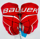 New Custom Red OHIO State Bauer Vapor Hyperlite Hockey Gloves-13"-Grey Palms