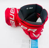 New Custom Red OHIO State Bauer Vapor Hyperlite Hockey Gloves-13"-Grey Palms