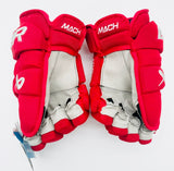 New Custom Red OHIO State Bauer Supreme Mach Hockey Gloves-13"-Grey Palms
