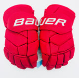 New Custom Red OHIO State Bauer Supreme Mach Hockey Gloves-14"-Grey Palms-Vapor Cuff