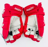 New Custom Red OHIO State Bauer Supreme Mach Hockey Gloves-14"-Grey Palms-Vapor Cuff