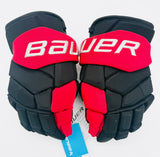 New Custom Black OHIO State Bauer Supreme Mach Hockey Gloves-13"-Single Layer Palms-Vapor Cuff