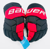 New Custom Black OHIO State Bauer Supreme Mach Hockey Gloves-13"-Grey Palms-Floating Cuff
