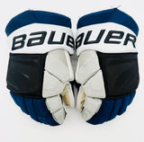 Custom Tampa Bay Lightning Reverse Retro Bauer Vapor Hyperlite Hockey Gloves-14"-Single Layer Palms-Cut Thumbs