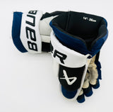 Custom Tampa Bay Lightning Reverse Retro Bauer Vapor Hyperlite Hockey Gloves-14"-Single Layer Palms-Cut Thumbs