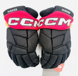 New Northeastern NCAA Stock CCM FTW Hockey Gloves-14"-Single Layer Palm