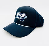 Navy/Powder Blue Rope SIG Hockey Golf Snapback-Navy SIG Hockey Logo