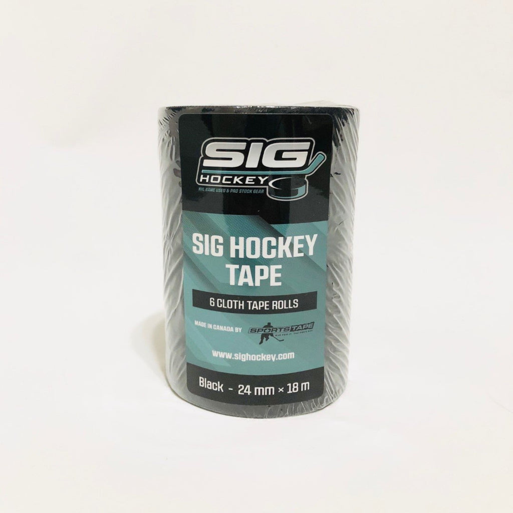 SIG Hockey Tape Made in Canada by SportsTape- 6 Black Cloth Tape (24MM X 18M)