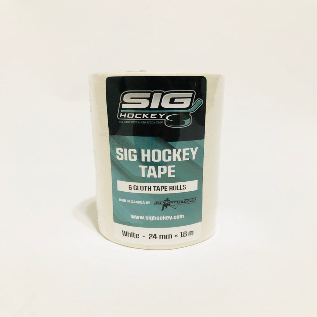 SIG Hockey Tape Made in Canada by SportsTape- 6 White Cloth Tape (24MM X 18M)